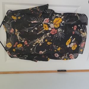 Jeans by Buffalo floral top. Short sleeve with tie detail .
